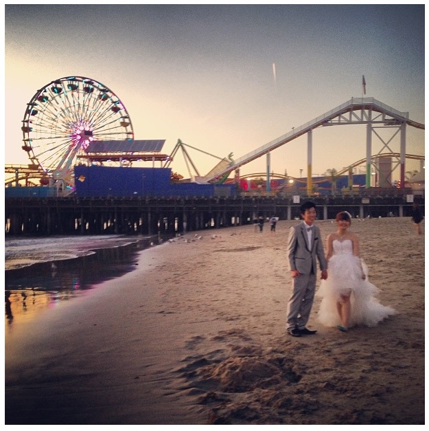 Instagram moment at Santa Monica beach