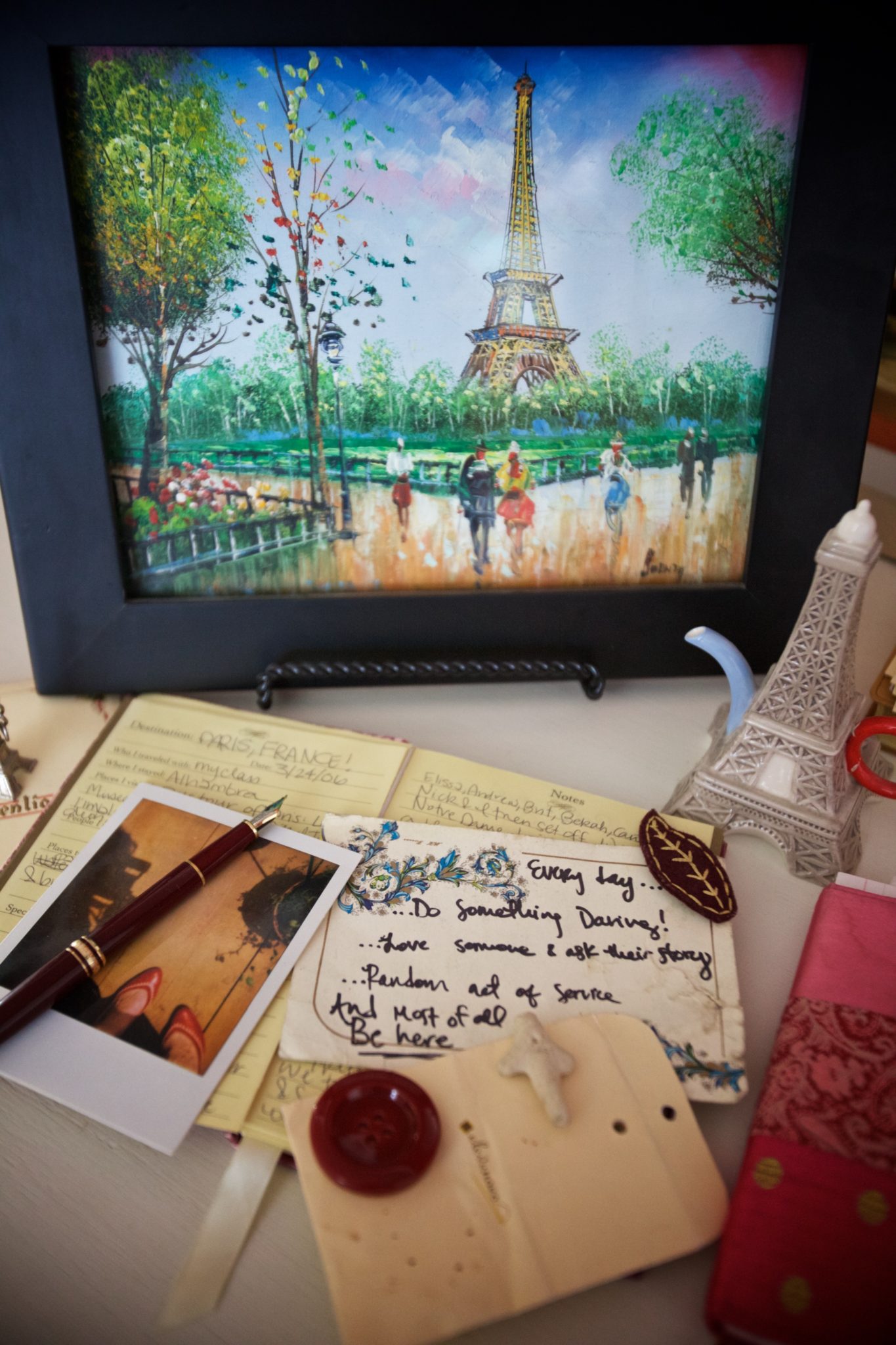 I love this oil painting that Christina purchased while in Paris. So many little treasures in this photo smile emoticon